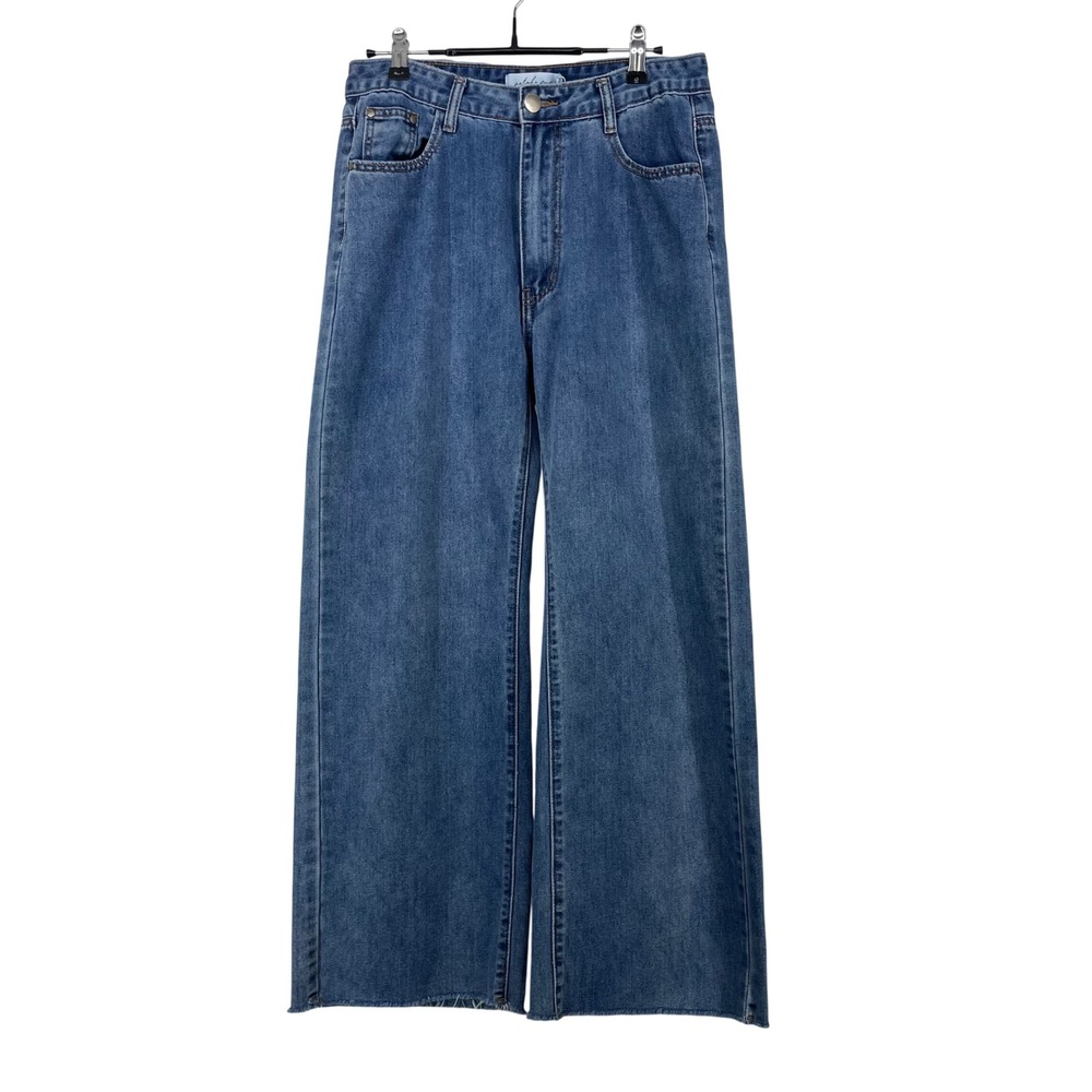 Petal + Pup 28x27 Size 6 Wide Leg Jeans Blue Raw Hem High Rise Women